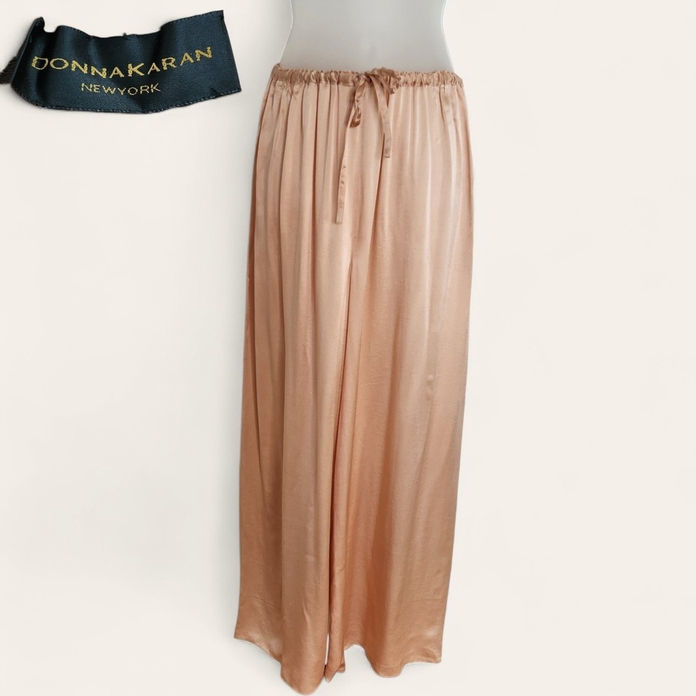 VINTAGE NWT Donna Karan New York BLACK LABEL 100% Silk Wide Leg Pants S 90s